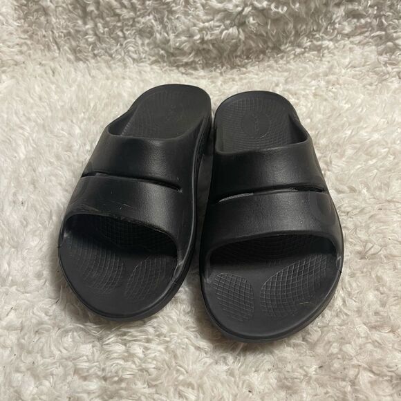 OOFOS OOahh Recovery Slides Sport Flex Black Sandals M SZ9 W SZ11